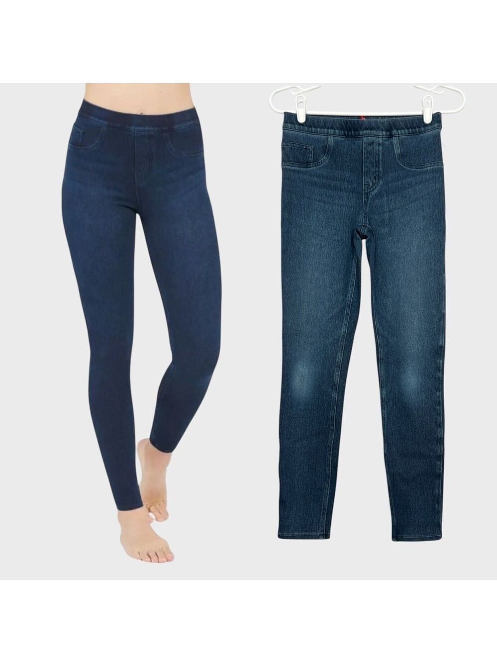 Spanx NEW Jean-ish Ankle Length Leggings Stone Wash Jegging Womens Small Pockets